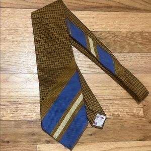 Vintage Geometric Tie in Blue and Brown
